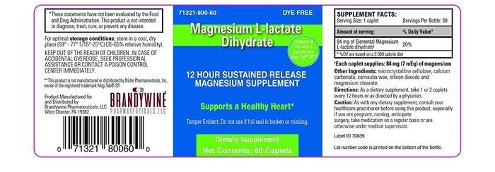 MAGNESIUM L-LACTATE DIHYDRATE 84 MG SR CAPLETS 60