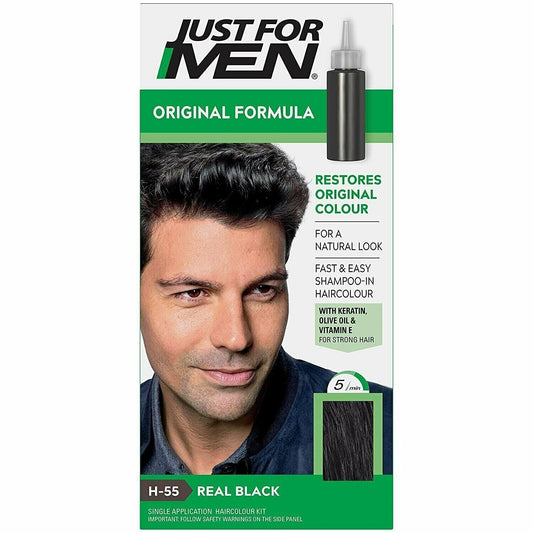 Just for Men Original Formula Fast Shampoo-In Hair Color H-55 Real Black 1 Count