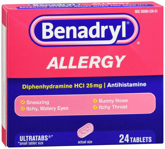 BENADRYL ULTRATAB 24CT   diphenhydramine HCl ORAL TABLET 25 MG