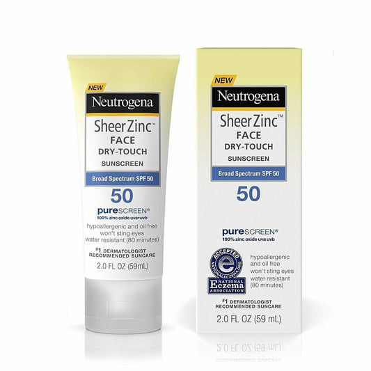 Neutrogena SPF 50 Facial Sunscreen Sheer Zinc Dry Touch Hypoallergenic 2 Ounce