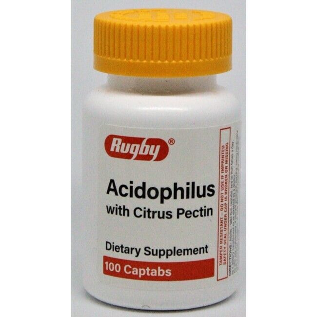 Rugby Acidophilus with Citrus Pectin 50 Million Cfu 100 Tabs