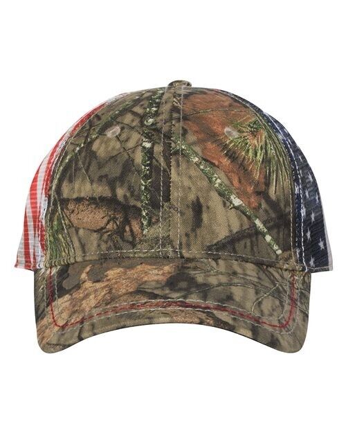 Outdoor Cap - Camo with American Flag Mesh Back Cap - CWF400M  COUNTRY DNA