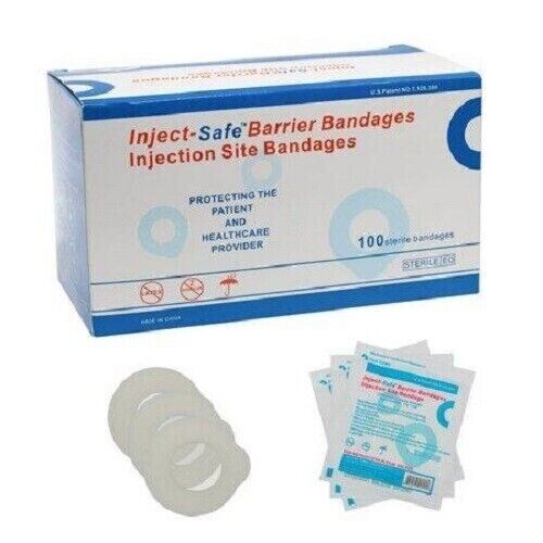 Inject-Safe White Adhesive Barrier Strip Sterile 1-3/8 Inch Diameter 100 per Box