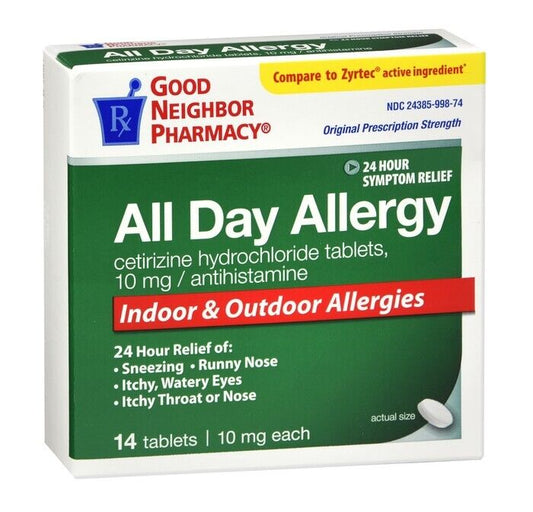 GNP All Day Allergy 10mg Tablets 14ct cetirizine HCl ORAL TABLET 10 MG