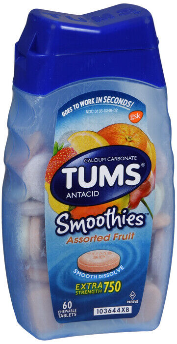 TUMS SMOOTHIE TABLET FRUIT 60 CT