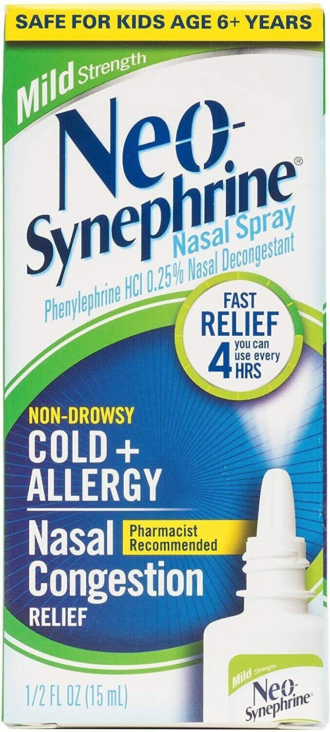 Neosynephrine Decongestant Nasal Spray for Cold & Sinus Relief, Mild Strength