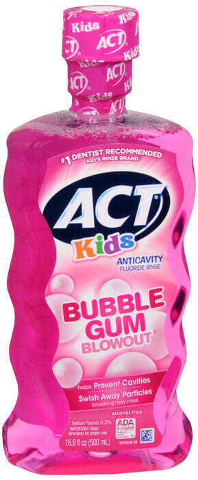 ACT KIDS ANTI-CAVITY BUBBLE GUM 16.9OZ X 2 BOTTLES