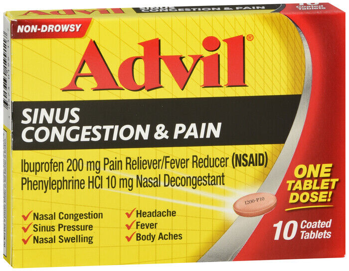 ADVIL SINUS CONGESTION AND PAIN TAB 10CT