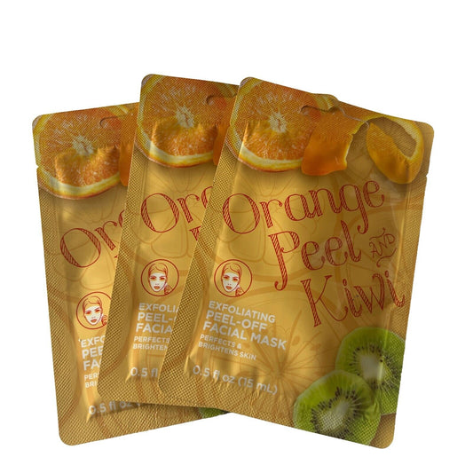 Orange Peel & Kiwi Exfoliating Peel-Off Facial Mask Perfects & Brightens Skin x3