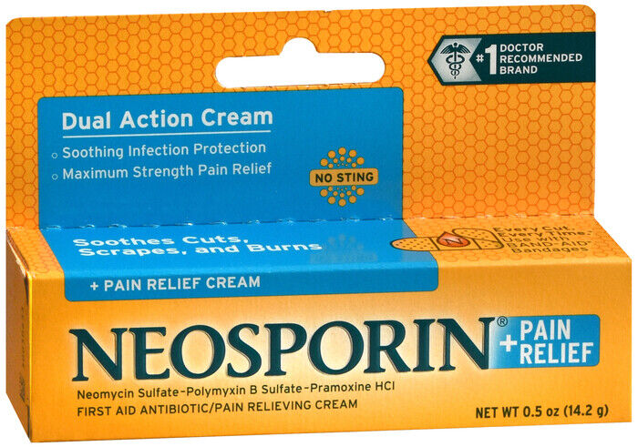 NEOSPORIN PLUS PAIN CREAM 0.5OZ   neomycin/polymyxin B/pramoxine TOPICAL CREAM