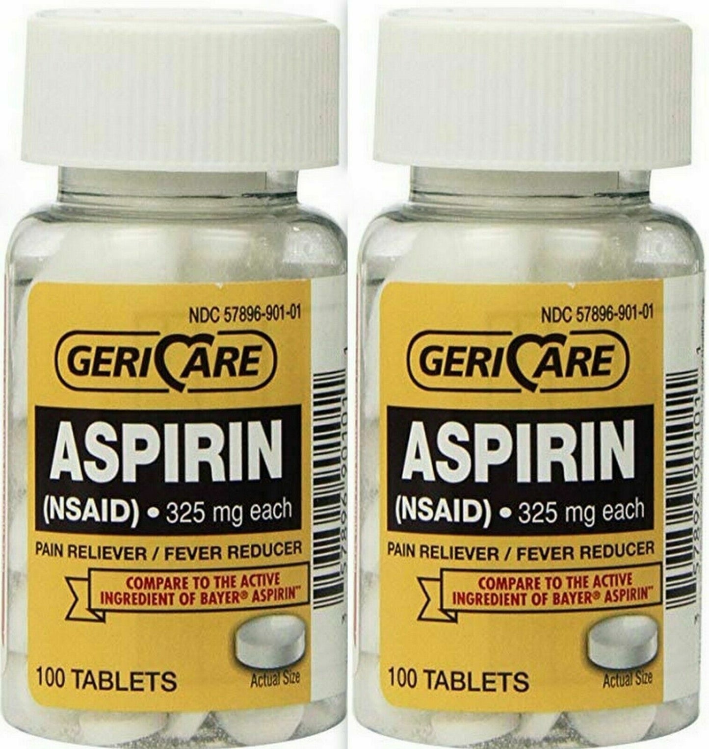 Gericare Aspirin 325mg Uncoated Tablets 100 count ( 2 pack ) FREE USA SHIPPING