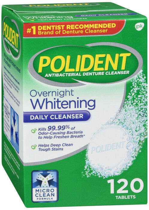 POLIDENT OVERNIGHT TABLET MINT 120CT