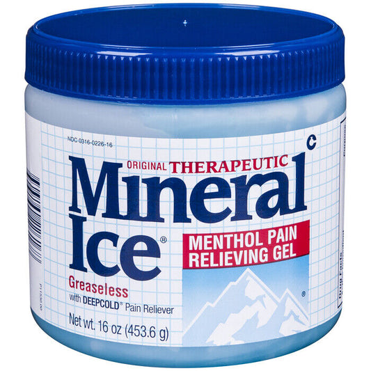 MINERAL ICE PAIN RELIEVING GEL 16OZ  x 2 jars  (32 0z total)