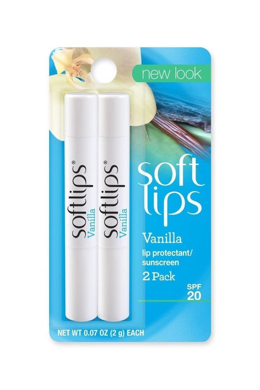 Softlips Lip Balm Vanilla with SPF 20,  0.07 oz.   3 PACKS OF 2