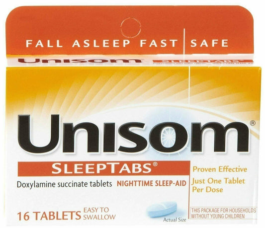 Unisom Sleeptabs Doxylamine Succinate 25mg Night Time Sleep Aid Tablets 16 ct