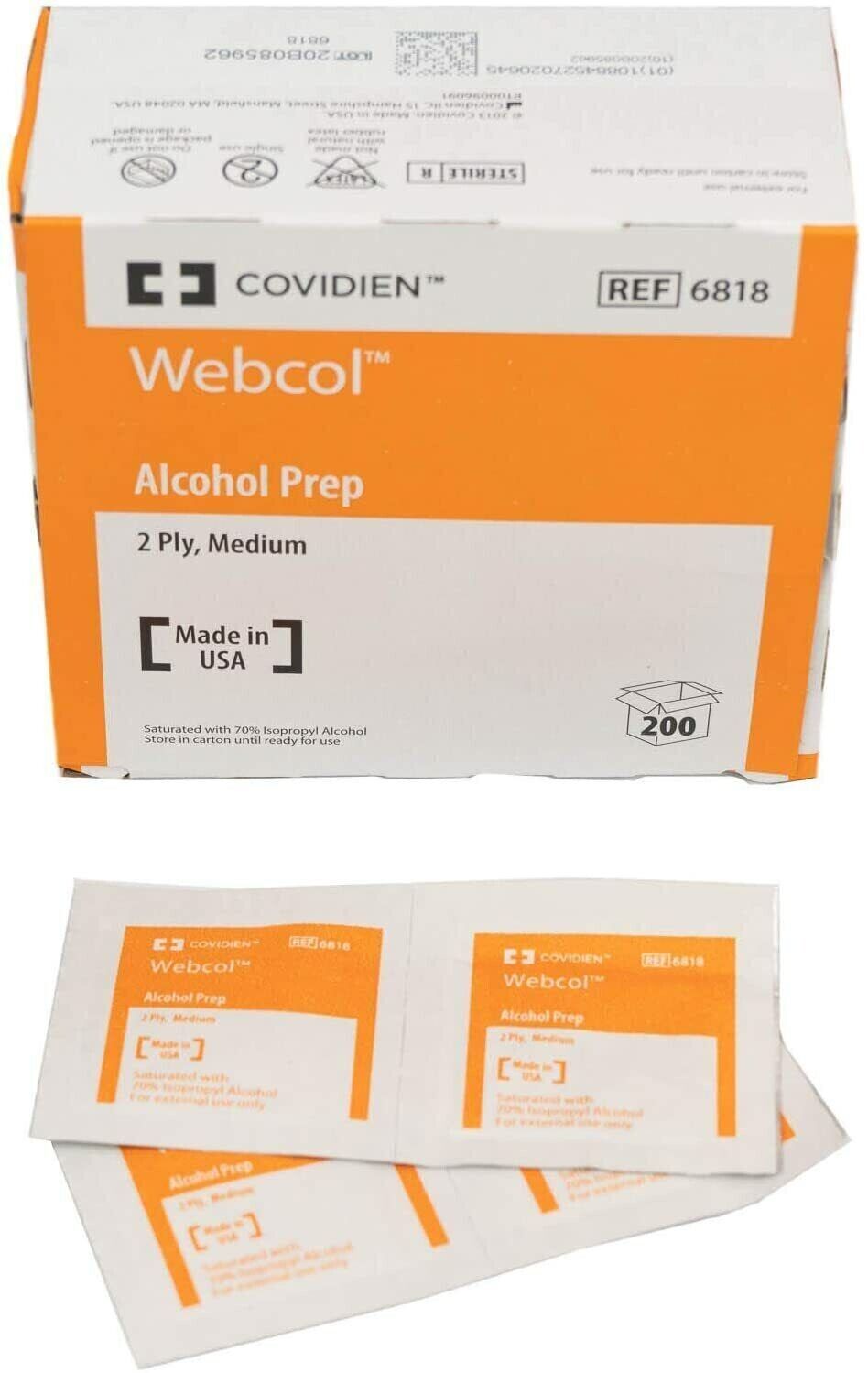 Kendall WEBCOL Alcohol Preps (Sterile) Medium 2-ply 200CT #6818