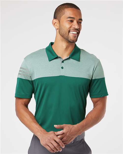 Adidas Heather 3-Stripes Block Polo Sport Shirt A213 S-3XL Golf