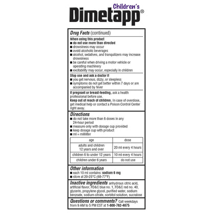 DIMETAPP COLD & ALLERGY 8OZ