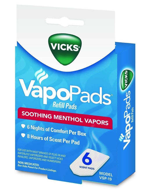 Vicks VapoPads Refill Pads VSP-19 Menthol Vapor 6ct box ( 2 pack )