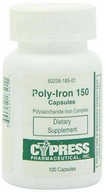 Cypress Poly Iron 150 mg 100 Capsules  X 2 BOTTLES