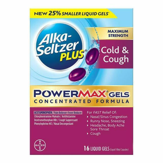 ALKA-SELTZER PLUS POWERMAX COUGH/COLD GELS 16CT