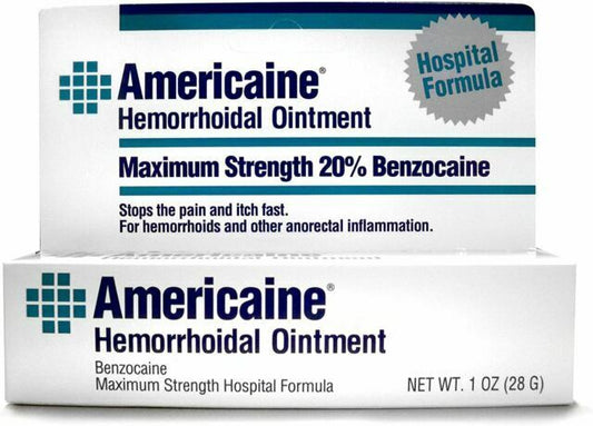 Americaine Hemorrhoidal Ointment Maximum Strength 20% Benzocaine 1 oz x 2 tubes