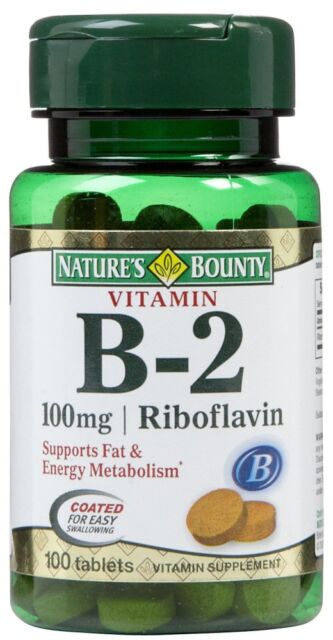 Nature's Bounty Vitamin B-2 100 mg, 100 Coated Tablets (Pack of 2)