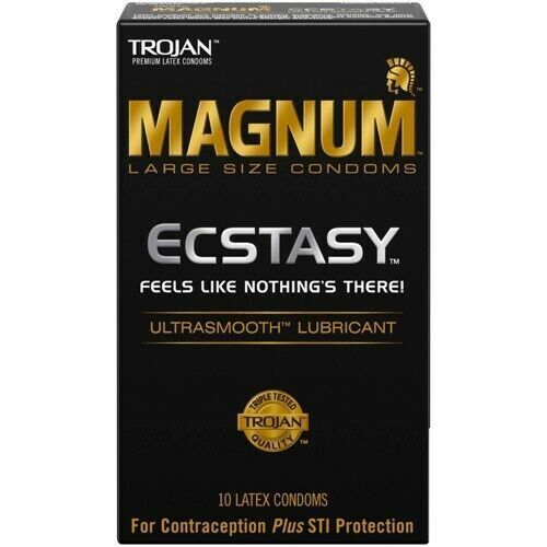 Trojan Magnum Ecstasy Ultrasmooth Lubricant Large Size Condoms - 10 ct