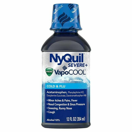 Vicks NyQuil SEVERE VapoCOOL Nighttime Cough, Cold and Flu Relief Liquid - 12oz