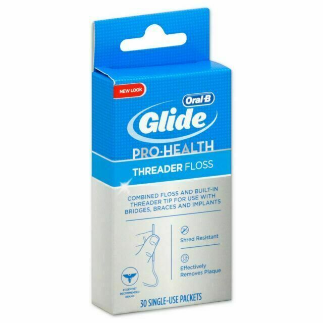 ORAL-B Glide Pro Health THREADER FLOSS Single Use Packets 30ct ( 6 pack )