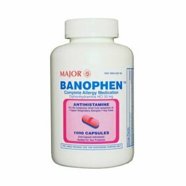 Major Banophen Diphenhydramine 50 mg 1000ct   X 2 BOTTLES OF 1000