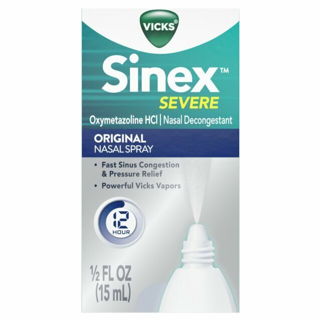 Vicks 12-Hour Relief Sinex Severe Nasal Decongestant Original Nasal Spray 0.5 Oz