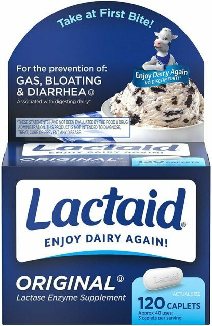 Lactaid Caplets  Lactase Enzyme Supplement, 120 Count Box