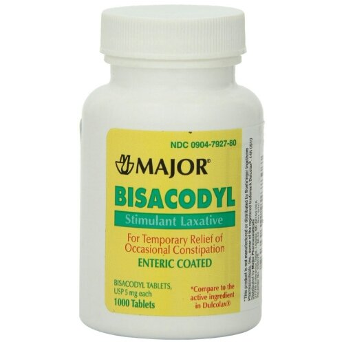 Major Bisacodyl 5 mg EC (Compare to Dulcolax) 1000ct -2 Pack