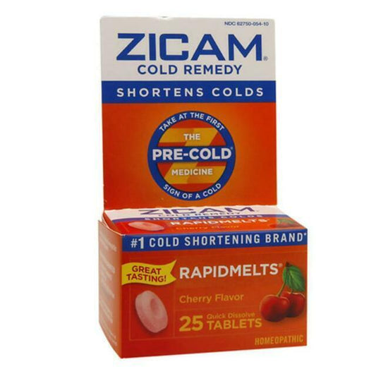 Zicam Homeopathic Cold Remedy Rapid Melts Dissolve Tablets Cherry Flavor 25ct