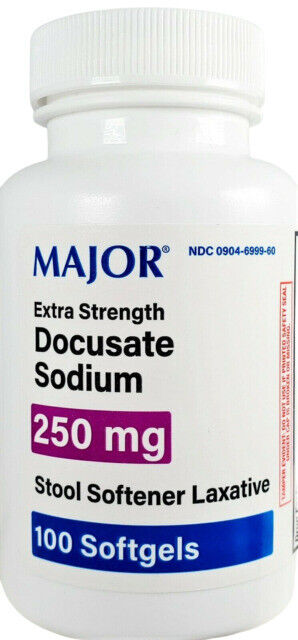 3 Pack- Major Docusate Sodium 250 mg Softgels Stool Softener 100ct