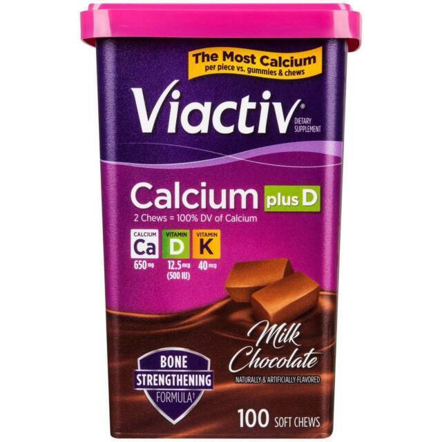 Viactiv Calcium Plus D Dietary Supplement Soft Chews Milk Chocolate 100Ct