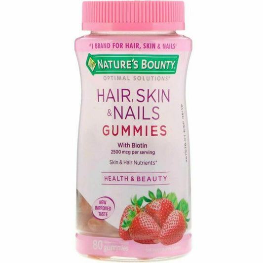 Nature's Bounty Optimal Solutions Hair, Skin, Nails, 80 Gummies  X 2