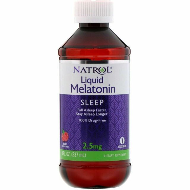 Natrol Liquid Melatonin Berry Flavor Drug Free Dietary Supplement 2.5 mg 8 Fl Oz