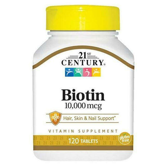 21st Century Biotin 10000mcg Supplement Hair Skin & Nail Support Tablets 120ct