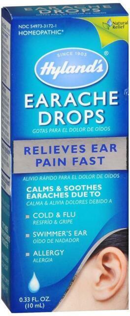 Hylands Earache Drops Natural Ear Pain Relief Homeopathic Treatment 0.33 oz