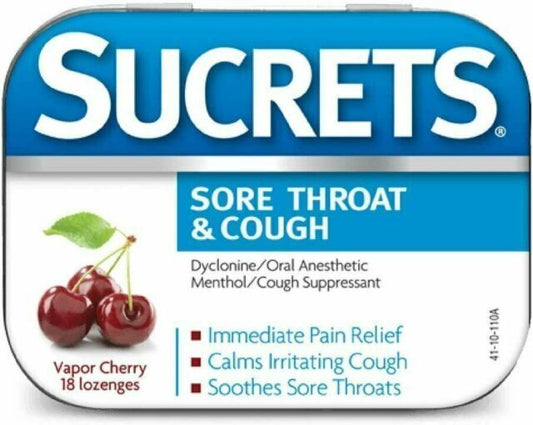 Sucrets Lozenges for Sore Throat & Cough Vapor Cherry 18 ct