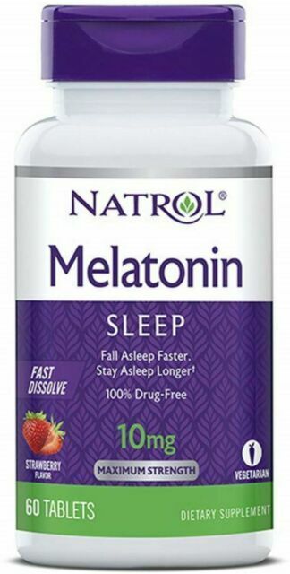 Natrol Melatonin Fast Dissolve Tablets, Strawberry Flavor, 10mg, 60 Count