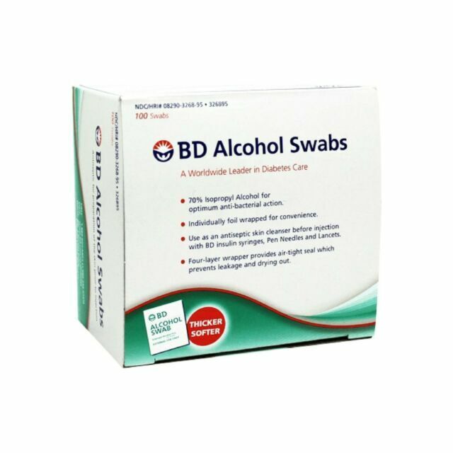 BD Alcohol Swabs Thicker Softer Antiseptic Antibacterial Airtight Seal 100 ct