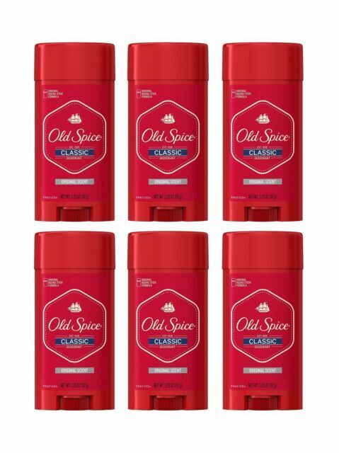 Old Spice Classic Mens Deodorant Oval Stick Original Scent 3.25 Ounce Pack of 6