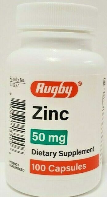 Rugby Zinc 50 mg (Zinc Sulfate 220mg) 100 Capsules -3 Pack